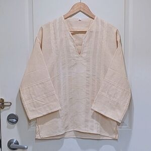 NWOT Beckwoman S Embroidered Cream Coloured Cotton Tunic